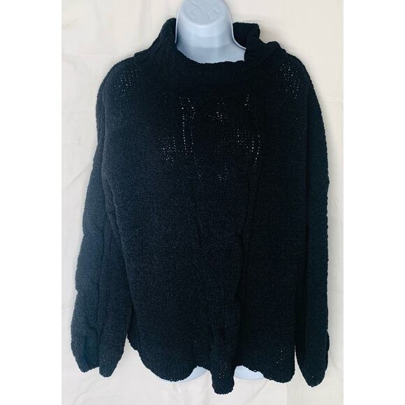 Seven 7 Sweater Medium Womens Black Pullover Long Sleeve Turtle Neck Cable Knit - Picture 12 of 12